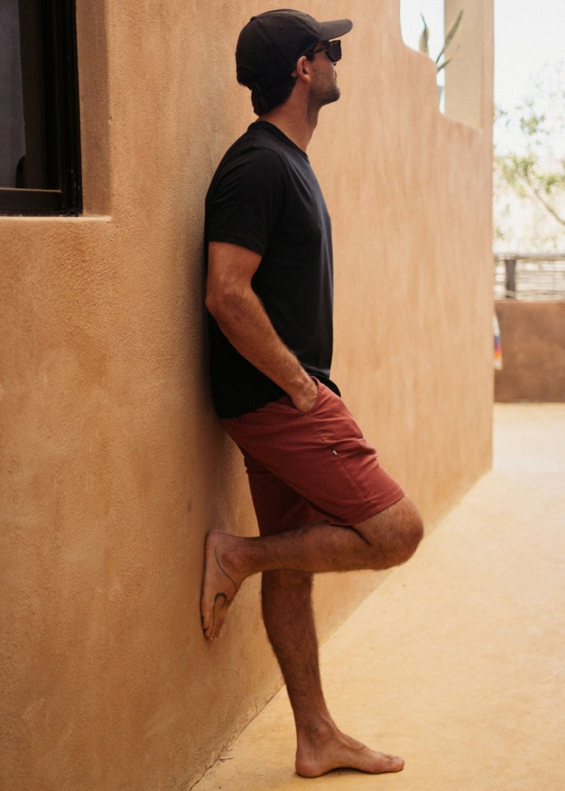 mens dark red lightweight shorts slim lifestyle