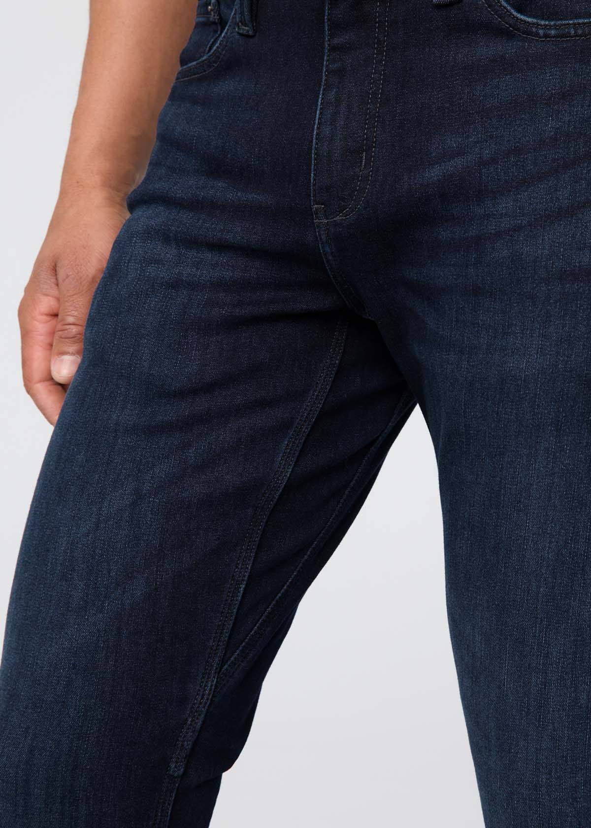 mens fleece lined dark blue denim gusset