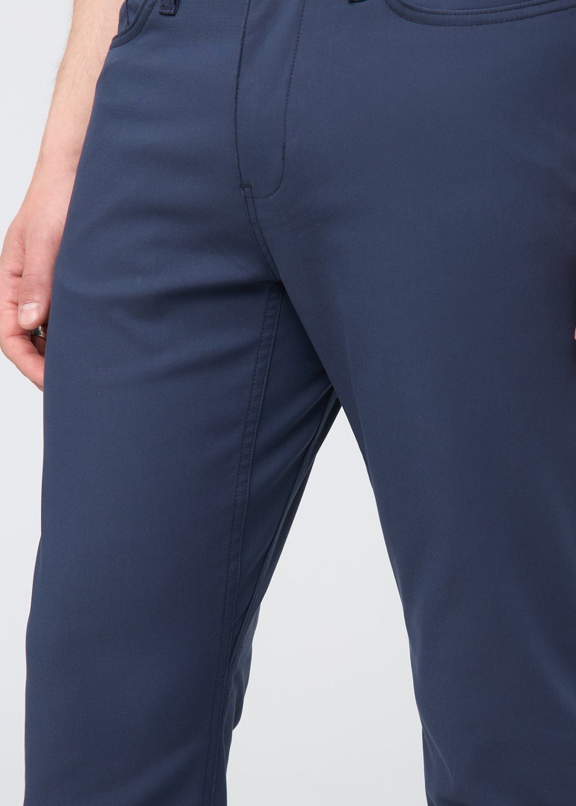 mens navy slim fit stretch pant gusset